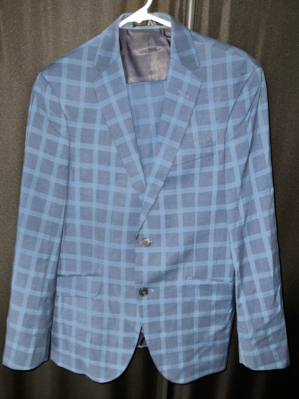Kenneth Cole Reaction Blue Plaid Blazer with Windowpane Design